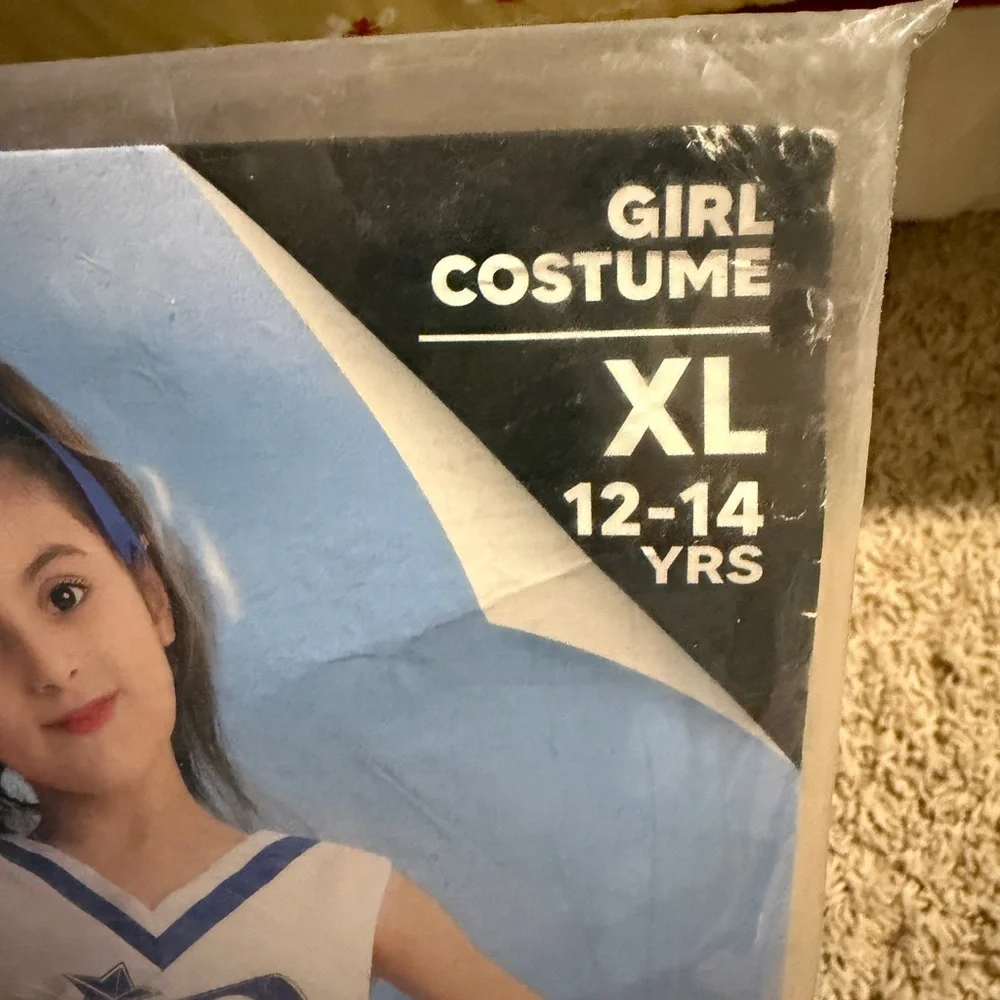 Blue and White Girls Cheerleader Costume Set Size XL (12-14 years)‎ NEW - Picture 2 of 6